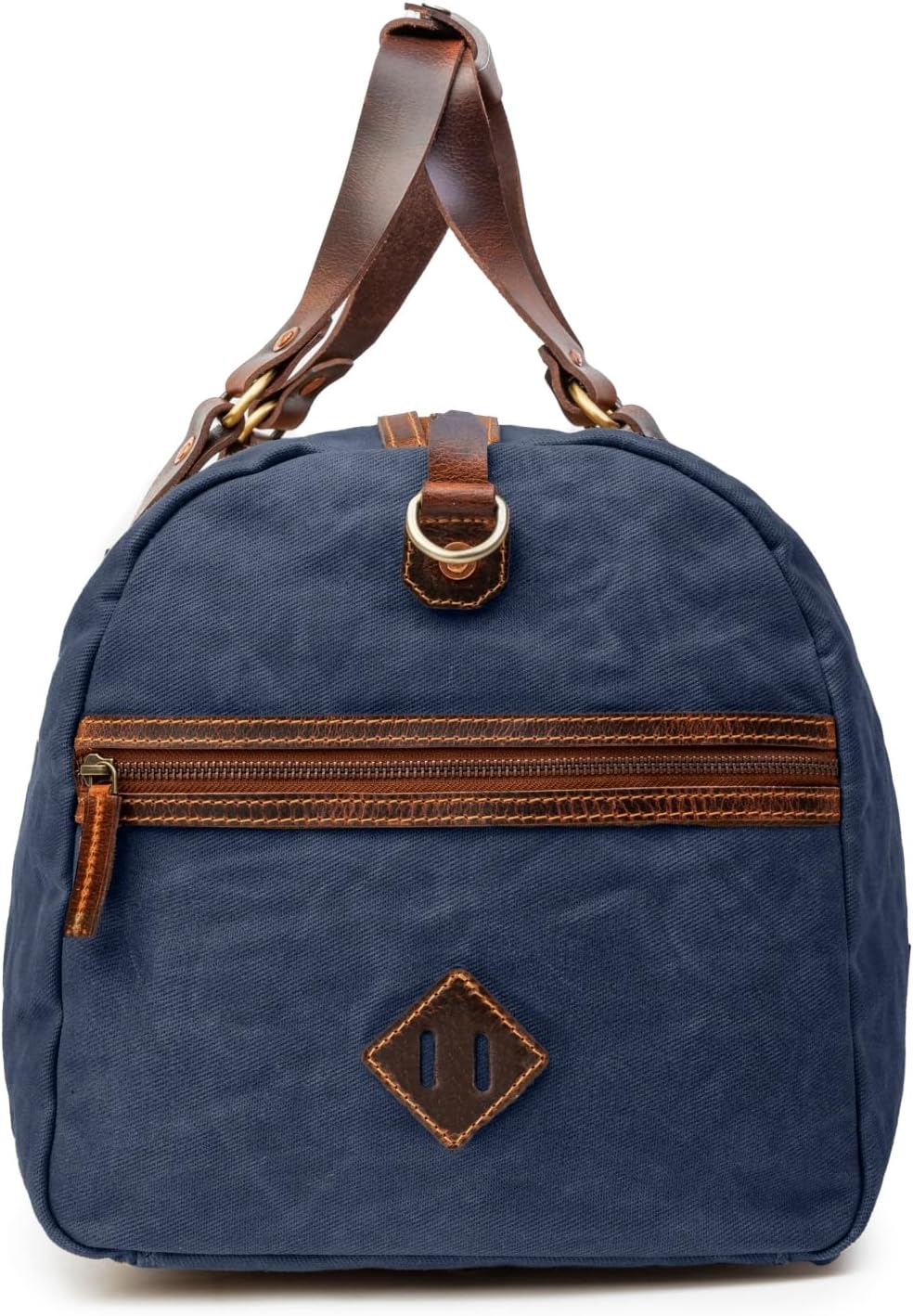 Sac de voyage Drakensberg modèle Cody, toile cirée et cuir de buffle tanndé végétal 50 L — bleu océan, kaki sable, vert forêt