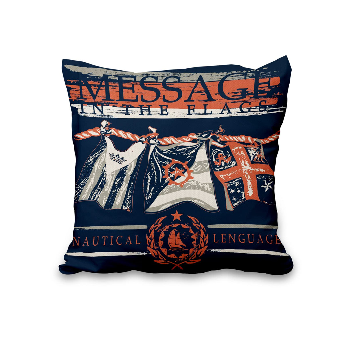 Lot de quatre housses de coussin nautiques effet lin