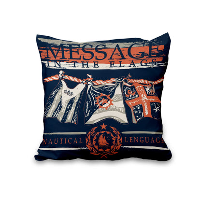 Lot de quatre housses de coussin nautiques effet lin