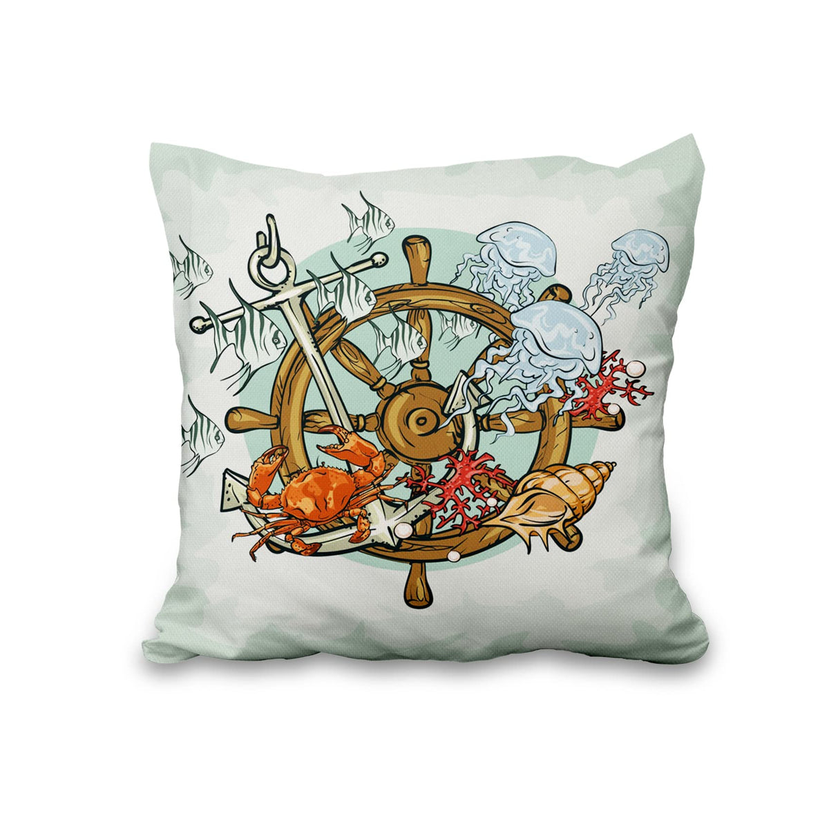 Lot de quatre housses de coussin nautiques effet lin