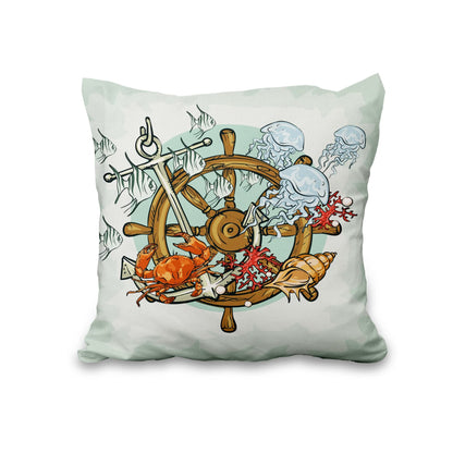 Lot de quatre housses de coussin nautiques effet lin