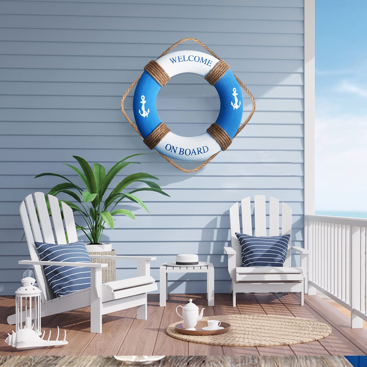 Bouée décorative murale, style méditerranéen — 30 cm