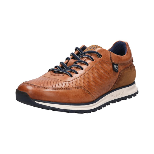 Basket Bugatti cuir cognac, finition artisanale deux tons