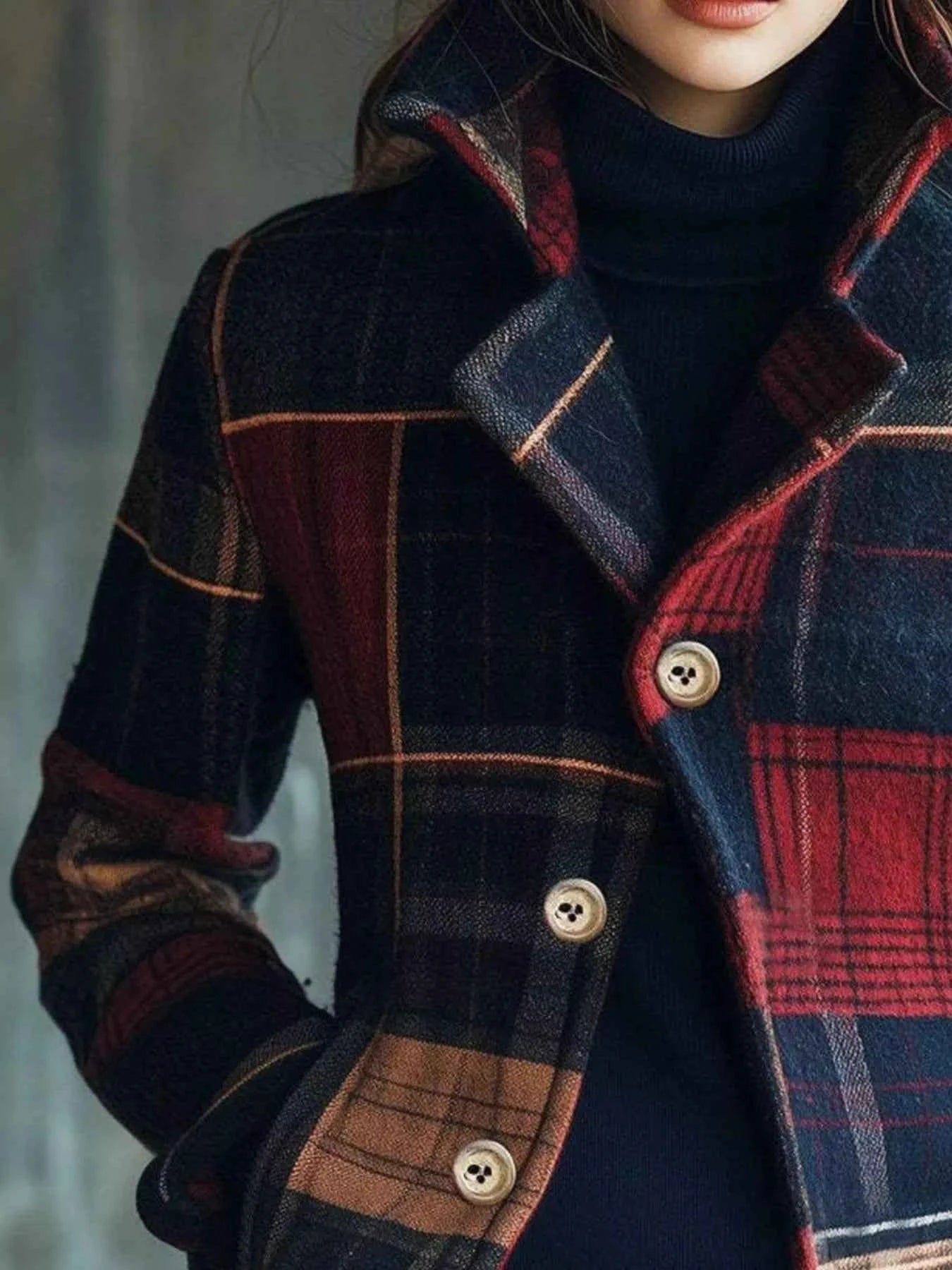 Blazer boutonné à carreaux
