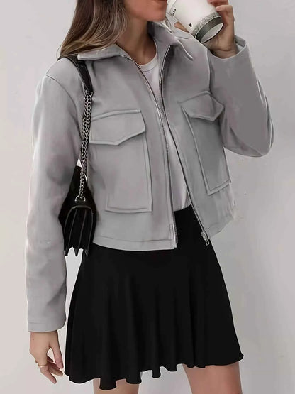 Veste courte zippée à poches