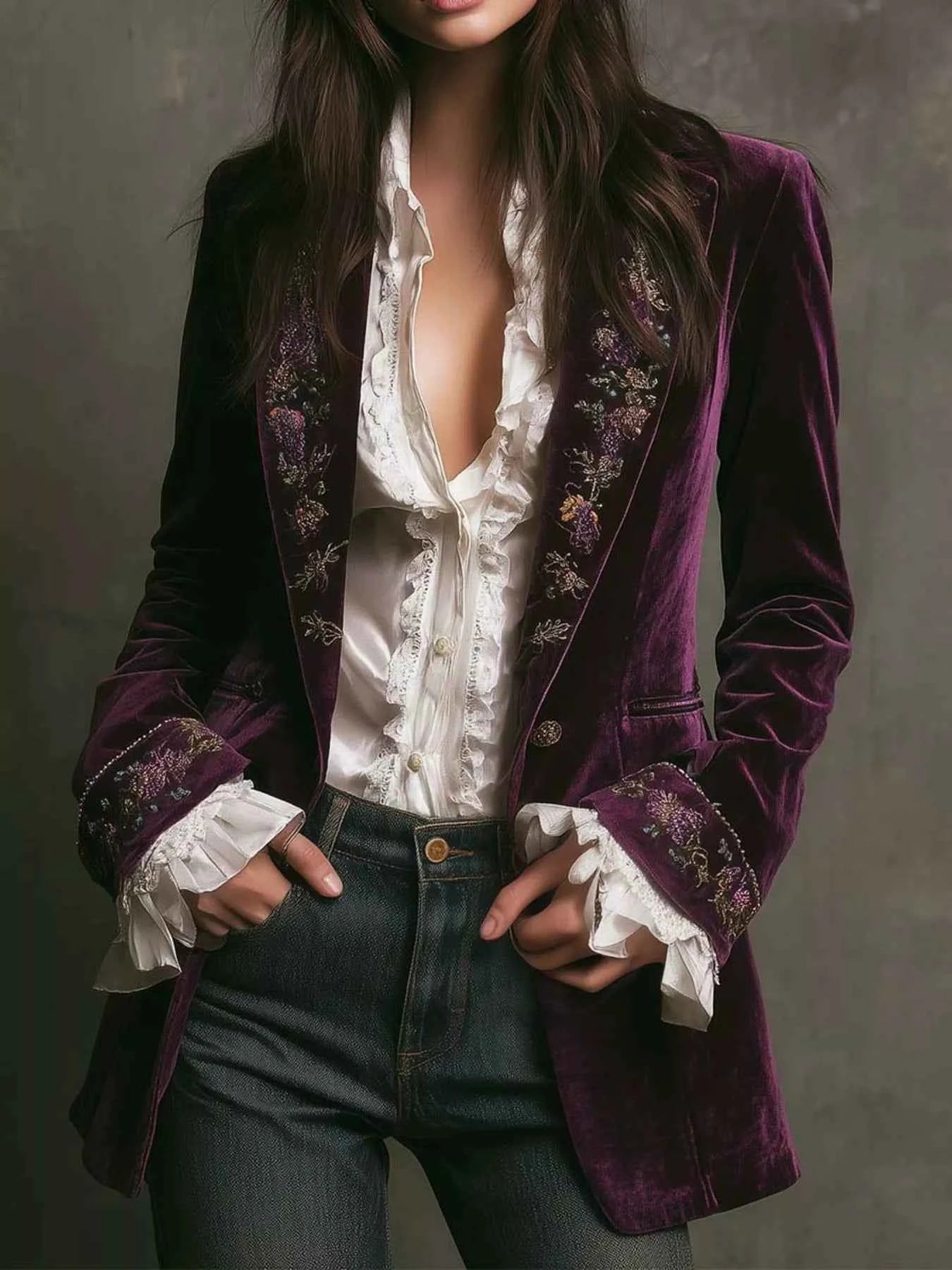Veste boutonnée à imprimé floral