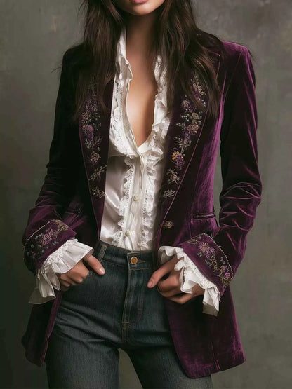 Veste boutonnée à imprimé floral
