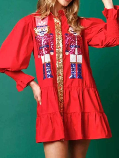 Robe chemise à paillettes étagée