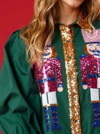 Robe chemise à paillettes étagée
