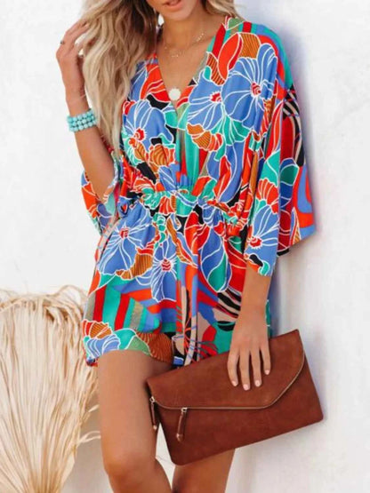 Combishort oversize à imprimé et lien dans le dos
