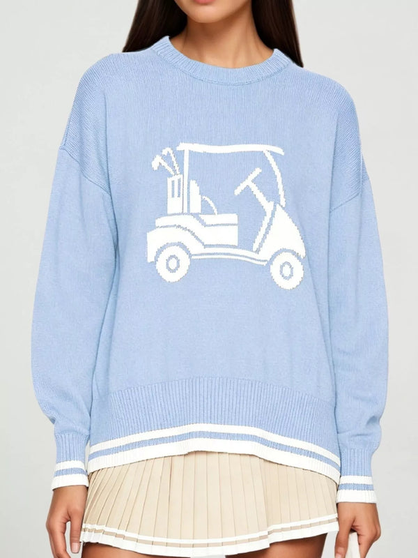 Pull épaules tombantes motif graphique