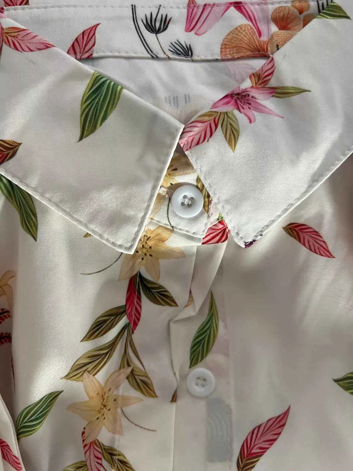 Combishort à imprimé, lien à la taille et manches mi-longues