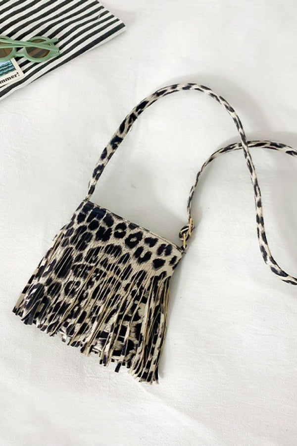 Sac bandoulière en simili cuir à franges