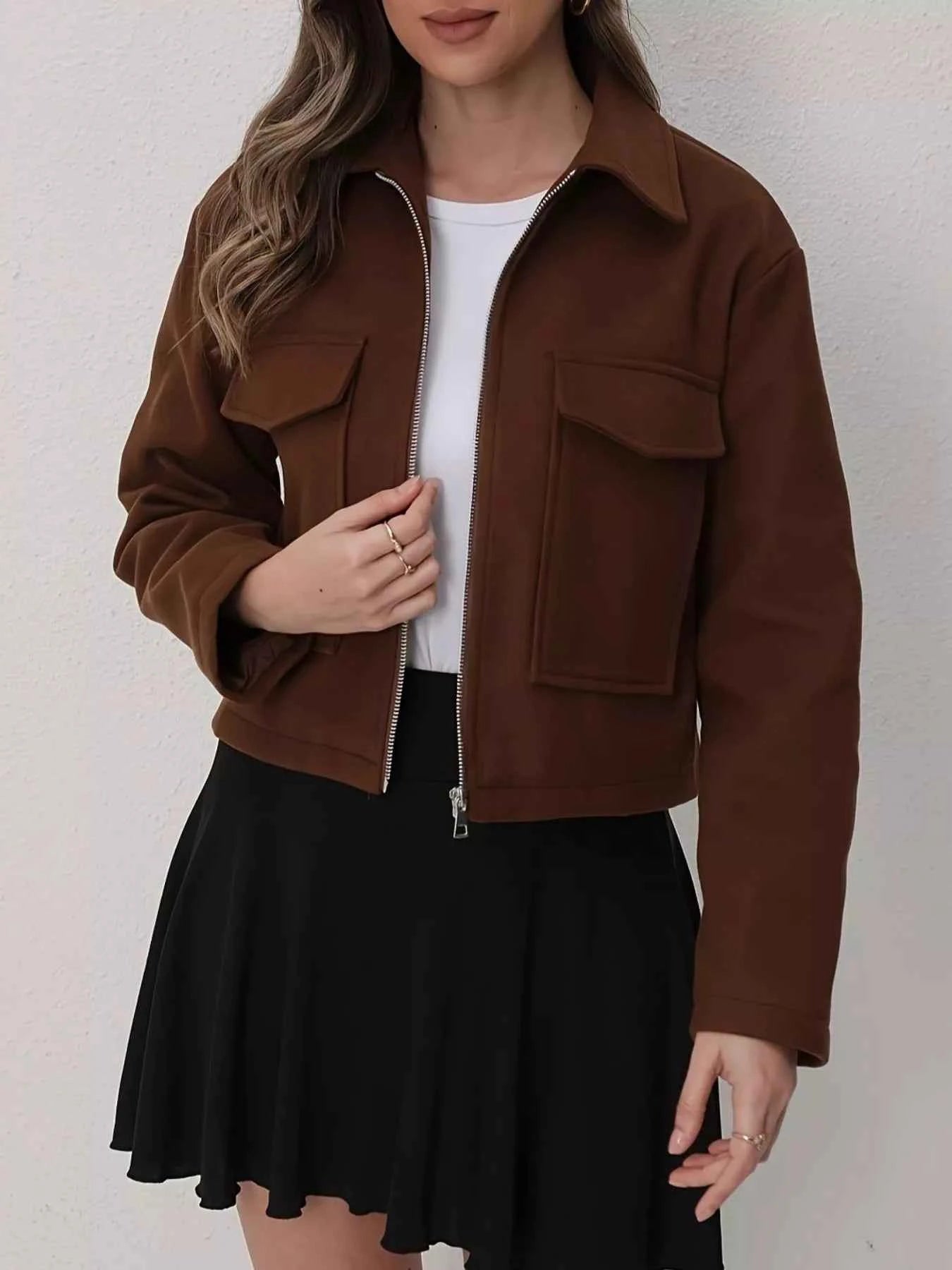 Veste courte zippée à poches