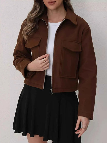 Veste courte zippée à poches