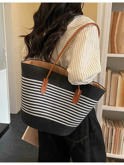 Sac à bandoulière tressé rayé