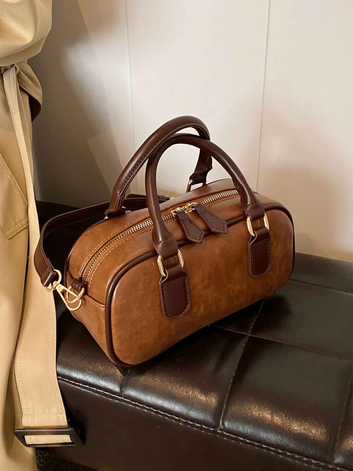 Sac bandoulière tonneau style vintage