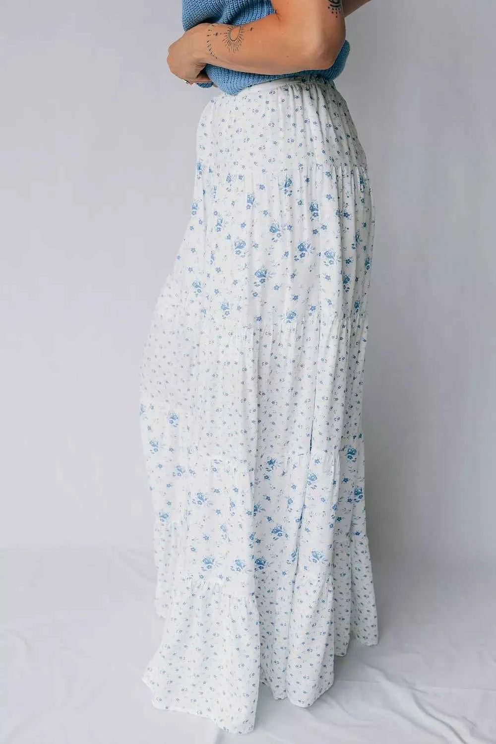 Jupe longue boho à taille haute et imprimé floral