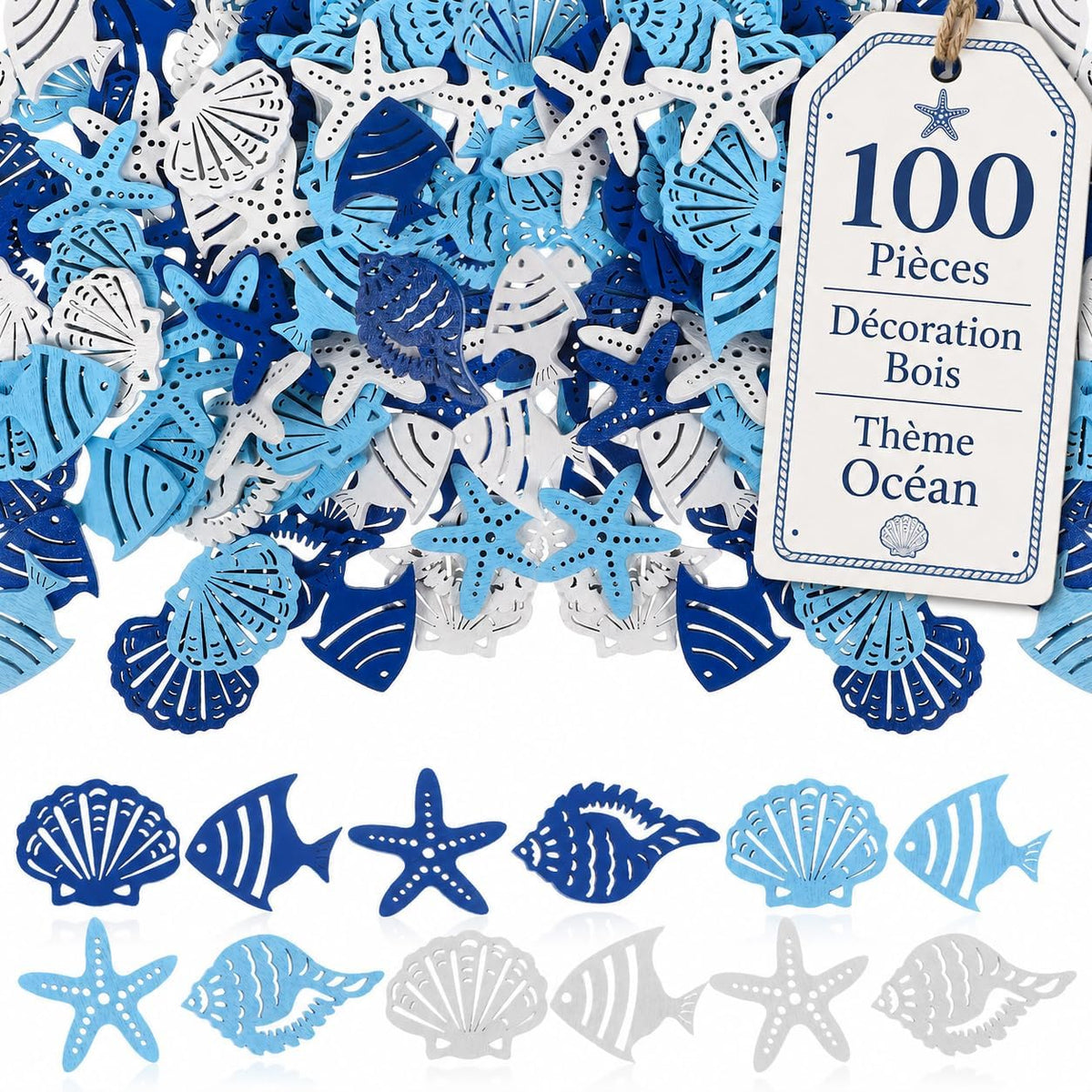 Décorations de bois marins — 100 pièces