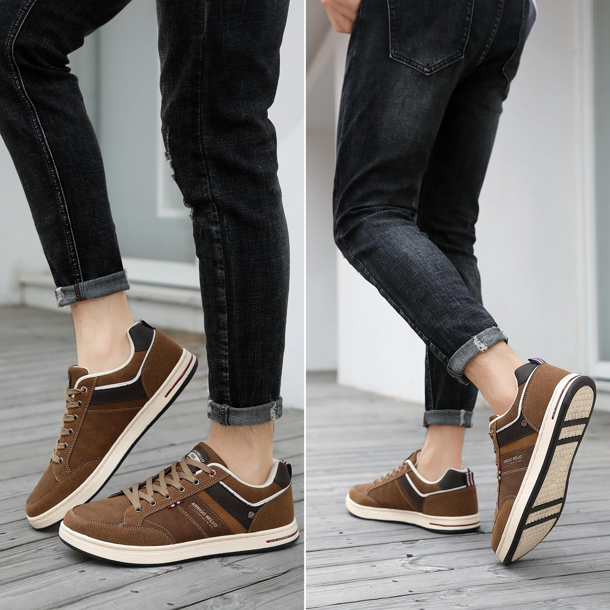 Baskets homme en cuir synthétique et mesh respirant