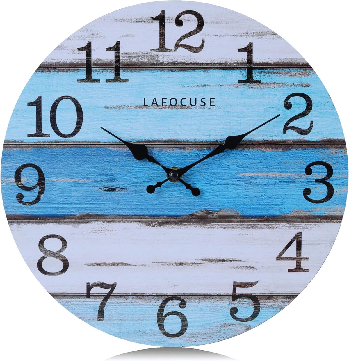 Horloge murale nautique en bois bleue — 30 cm