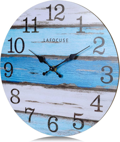 Horloge murale nautique en bois bleue — 30 cm