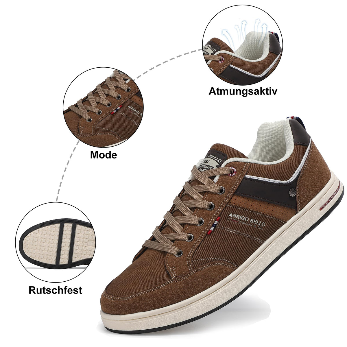 Baskets homme en cuir synthétique et mesh respirant