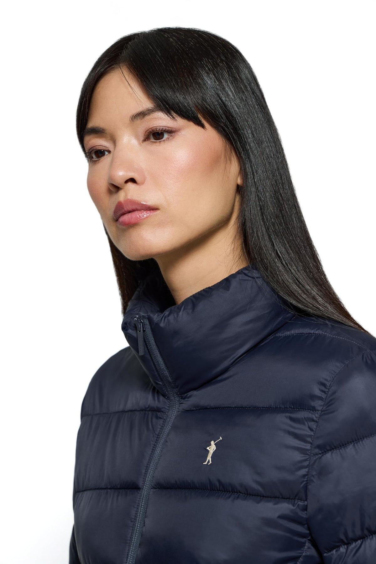 Veste ultra-légère Polo Club femme, broderie et fermeture zippée — bleu marine et noir