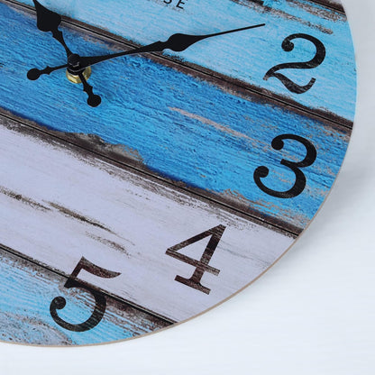 Horloge murale nautique en bois bleue — 30 cm