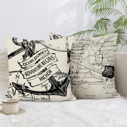 Lot de quatre housses de coussin à motifs de barre de bateau