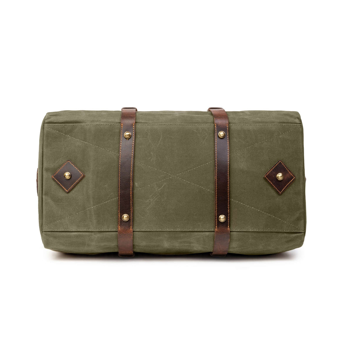 Sac de voyage Drakensberg modèle Cody, toile cirée et cuir de buffle tanndé végétal 50 L — bleu océan, kaki sable, vert forêt