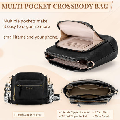 Sac bandoulière cuir PU tressé vintage Rainsmore — 21 poches, 3 ports, 4 coloris