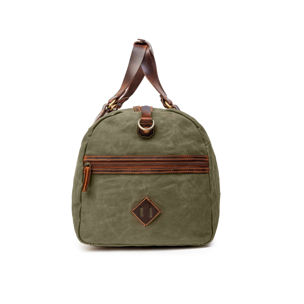 Sac de voyage Drakensberg modèle Cody, toile cirée et cuir de buffle tanndé végétal 50 L — bleu océan, kaki sable, vert forêt