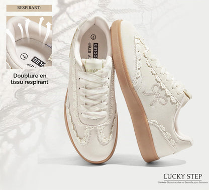 Baskets ballet-core à lacets dentelle et ruban organza — simili daim