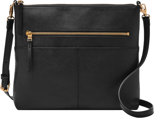Sac bandoulière Fossil Fiona EW Crossbody — cuir, noir et rayures noires