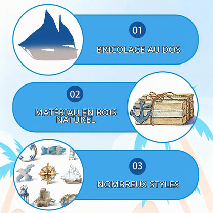 Ornements nautiques à suspendre en bois — set de 24