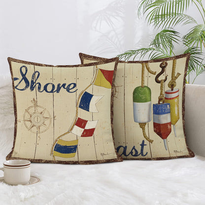 Lot de quatre housses de coussin à motifs de barre de bateau