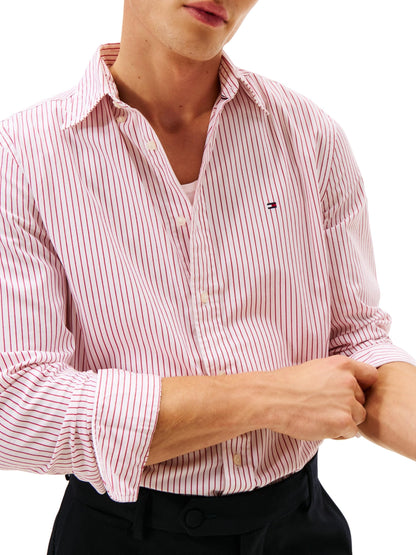 Chemise rayée Tommy Hilfiger popeline col américain manches longues