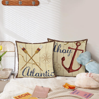 Lot de quatre housses de coussin à motifs de barre de bateau