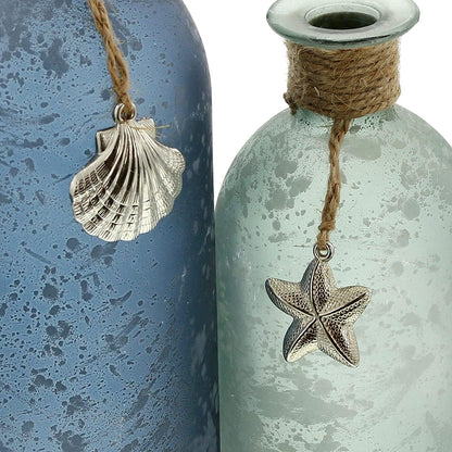 Vases maritimes en verre satiné — lot de 2
