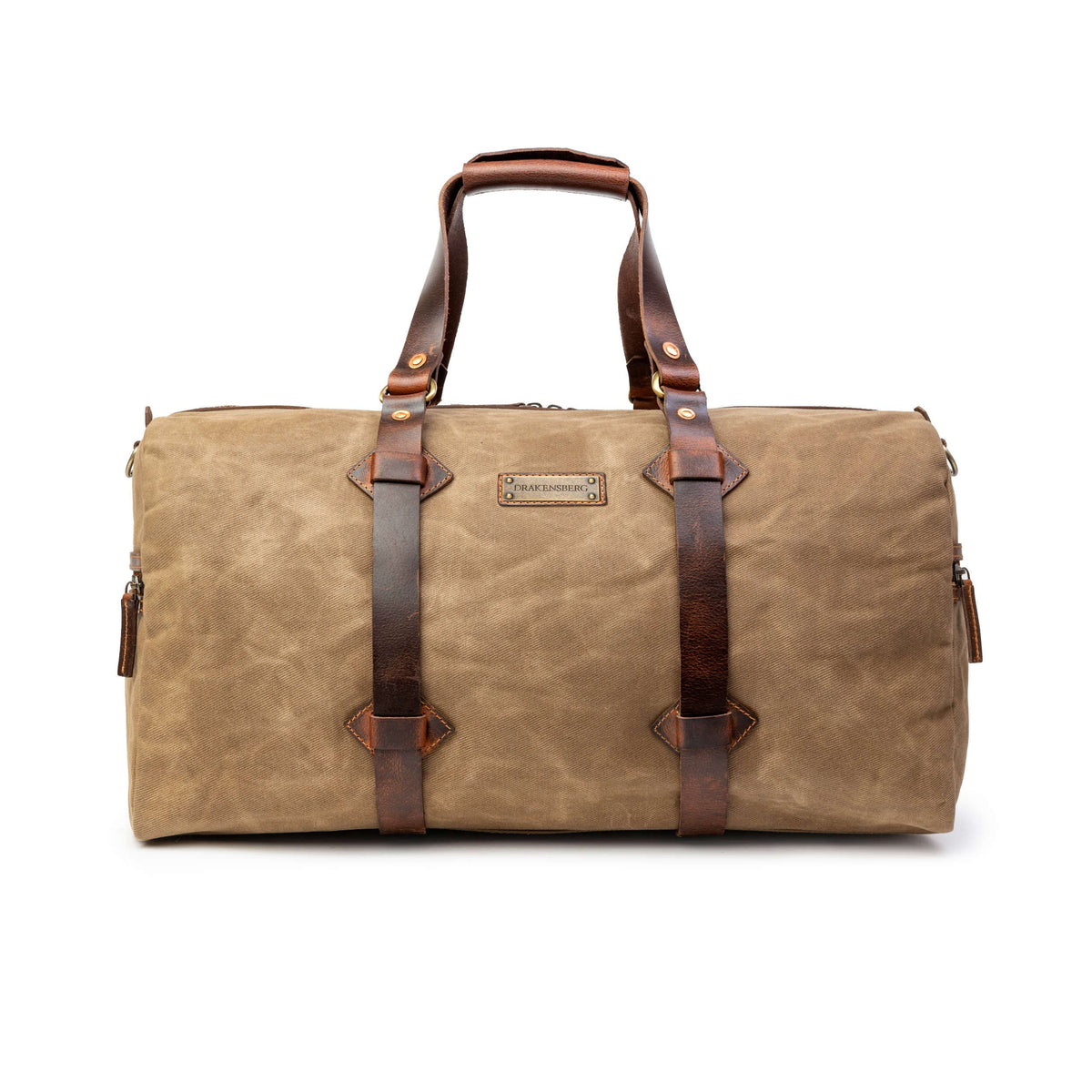 Sac de voyage Drakensberg modèle Cody, toile cirée et cuir de buffle tanndé végétal 50 L — bleu océan, kaki sable, vert forêt