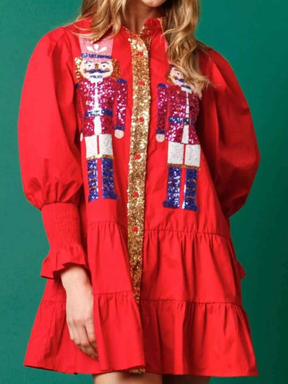 Robe chemise à paillettes étagée