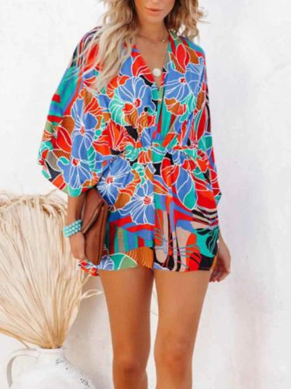 Combishort oversize à imprimé et lien dans le dos