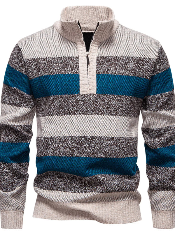 Pull rayé à quart de zip