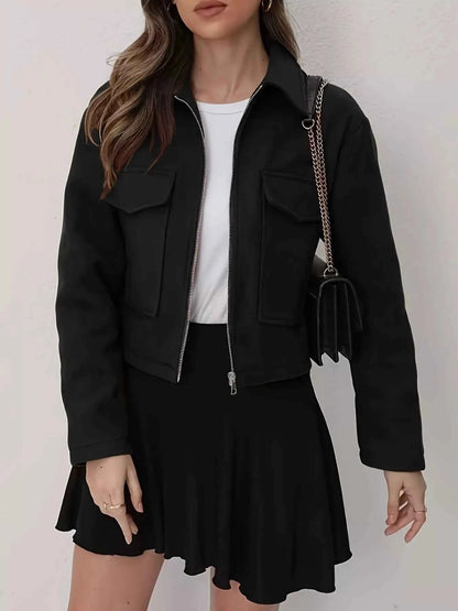 Veste courte zippée à poches