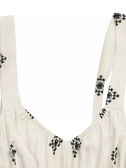 Robe midi à imprimé avec bretelles larges et poches
