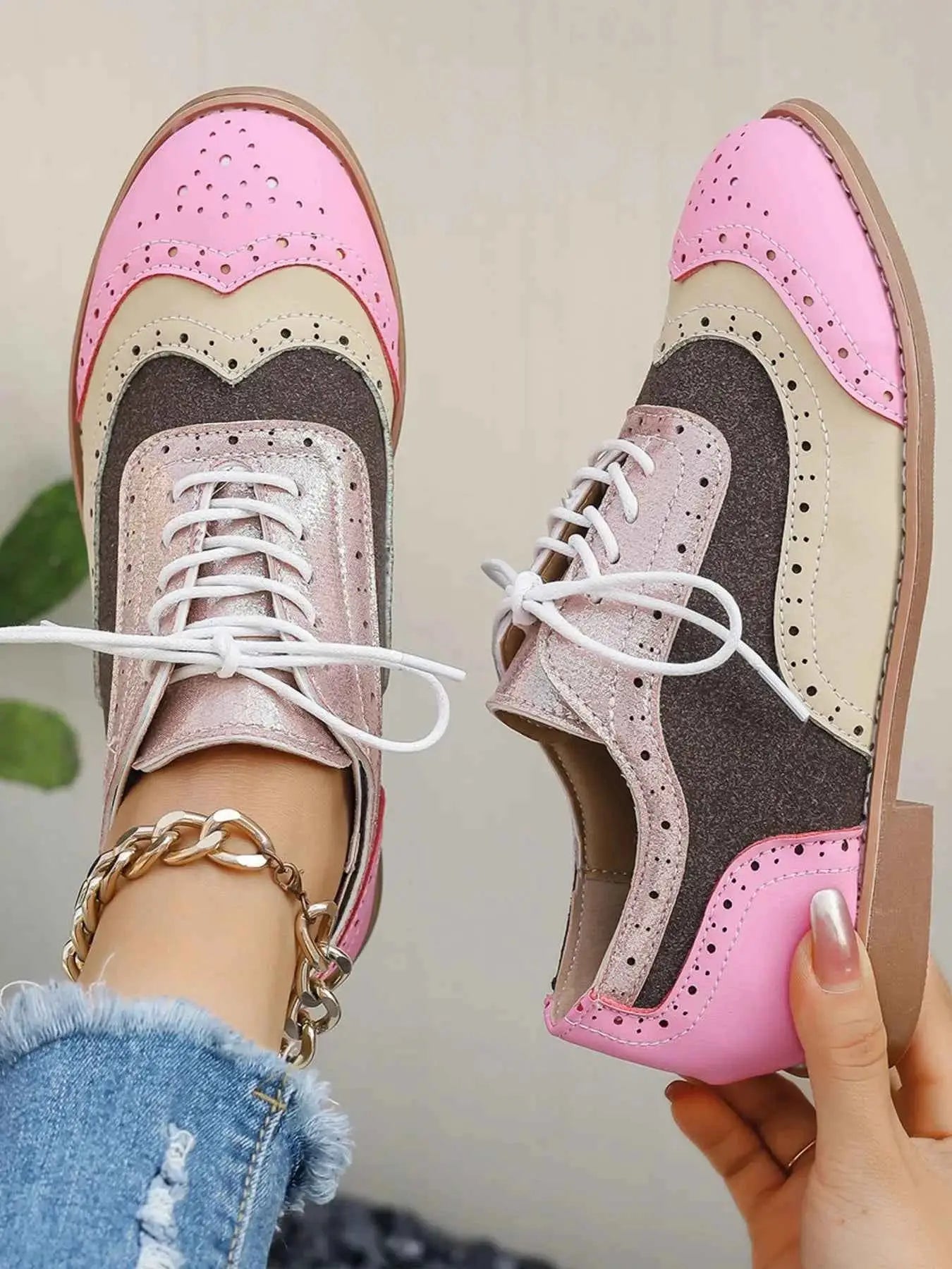 Mocassins bicolores bout rond plates