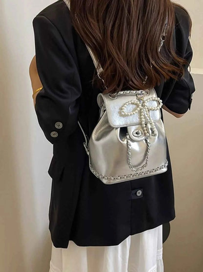 Pearl Decor Backpack Bag
