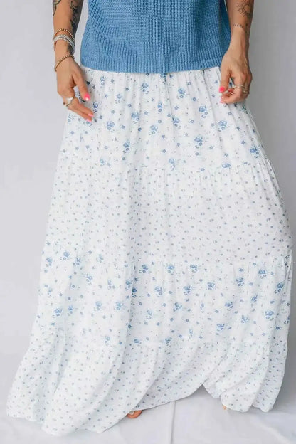 Jupe longue boho à taille haute et imprimé floral