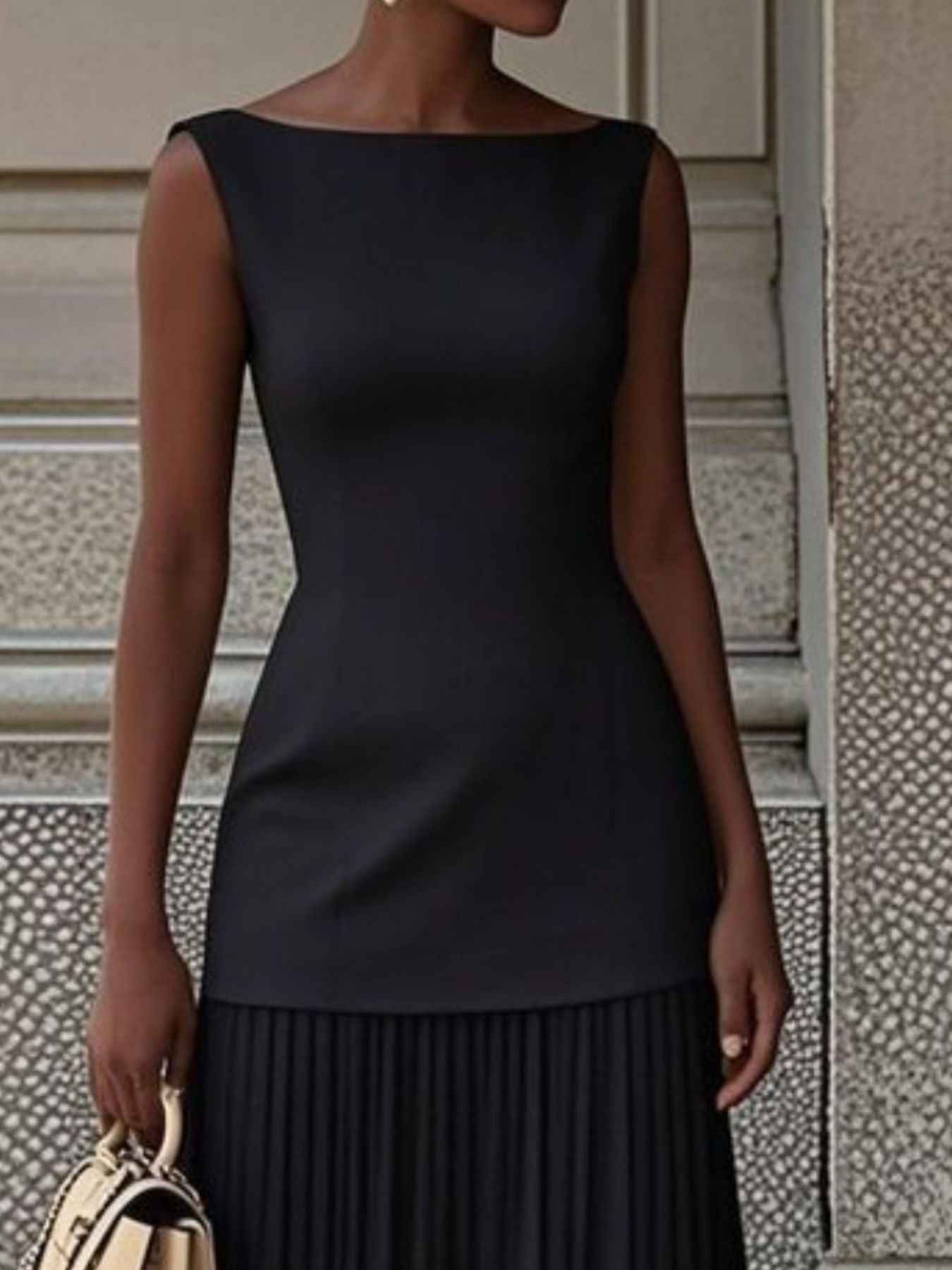 Robe maxi sans manches à plis